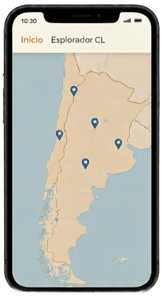 Mockup de la app Mente Minera Connect PYME